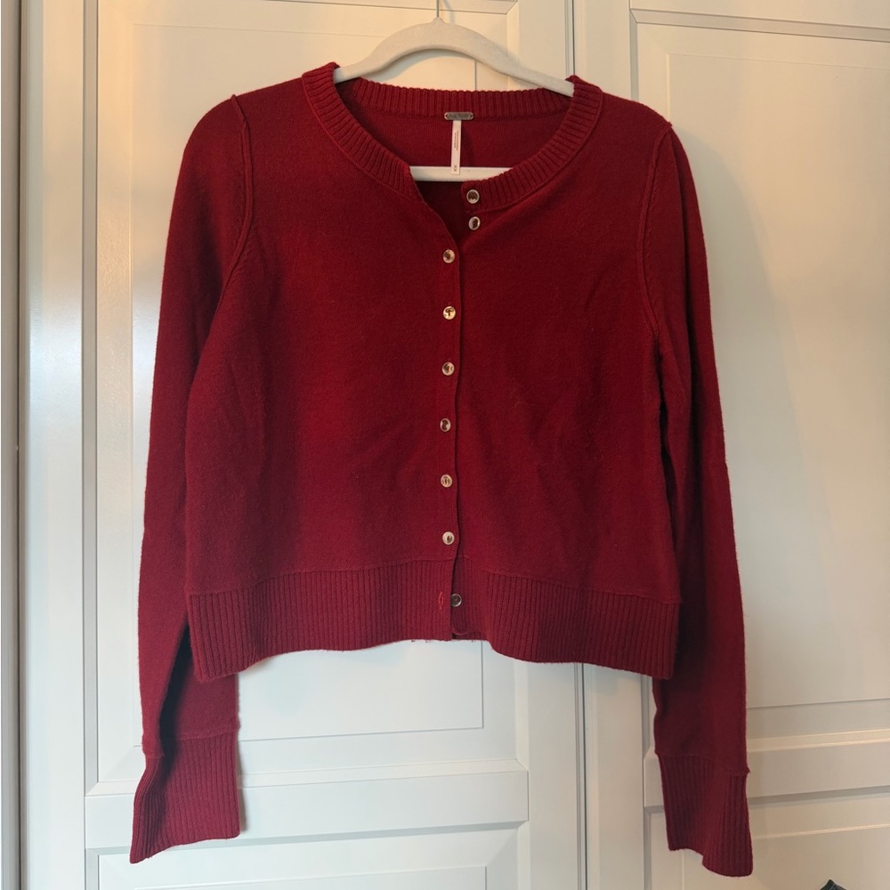 Free People Nocturnal Burgundy Cashmere Cardigan